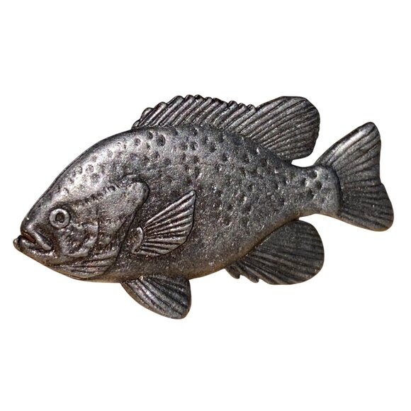 Vintage 1985 CG Harris Fine Pewter Pumpkinseed Fish Pin Brooch - Picture 2 of 5